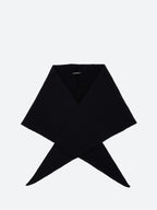 Pas De Calais Fine Wool Plle Knitting Triangular Scarf in Black