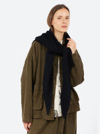 Pas De Calais Fine Wool Plle Knitting Triangular Scarf in Black