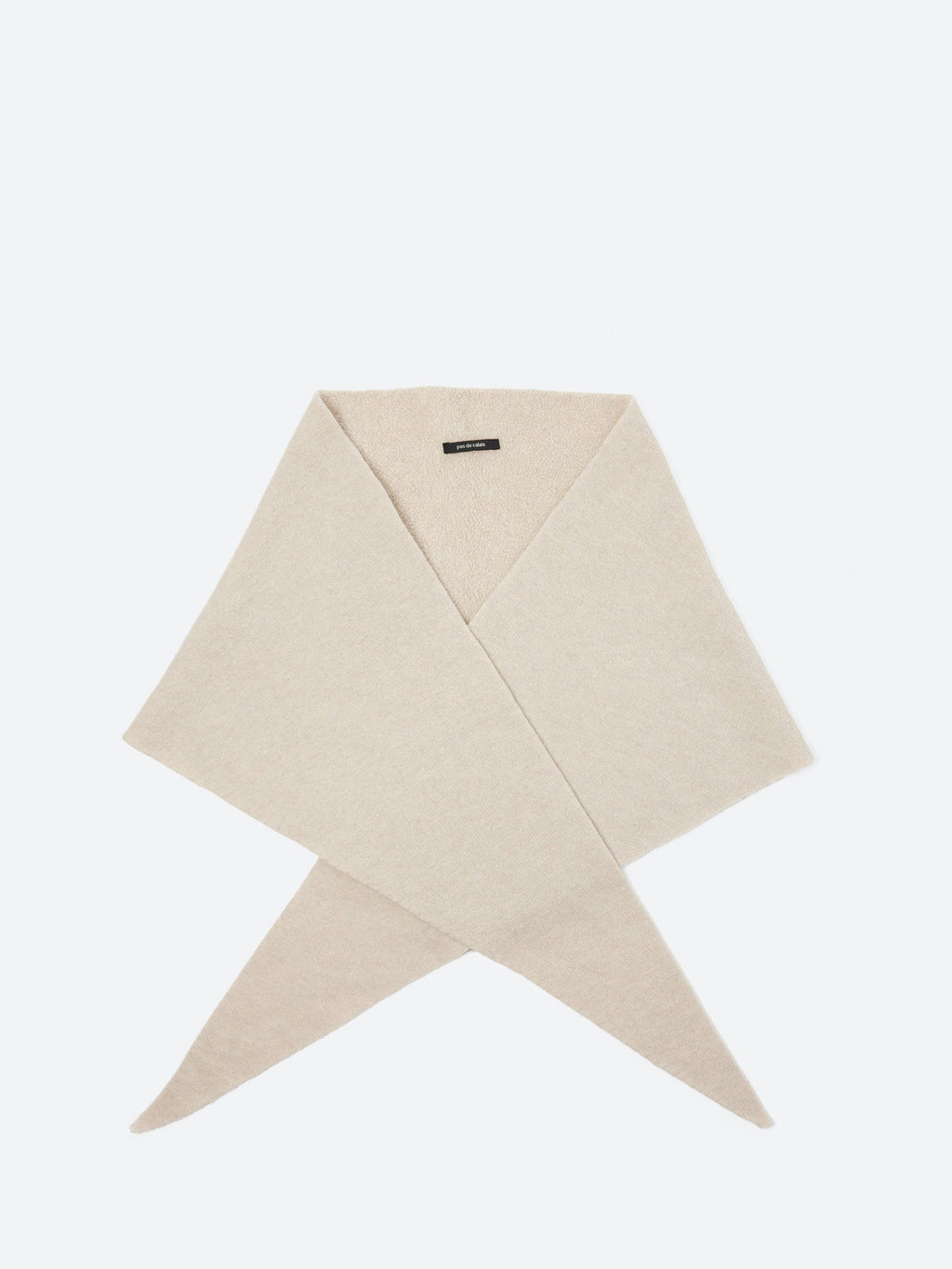 Pas De Calais Fine Wool Plle Knitting Triangular Scarf in Greige