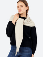 Pas De Calais Fine Wool Plle Knitting Triangular Scarf in Greige