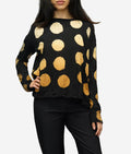 Gilda Midani Round Neck Tree Tee In Pois Black + Degrade Caramel