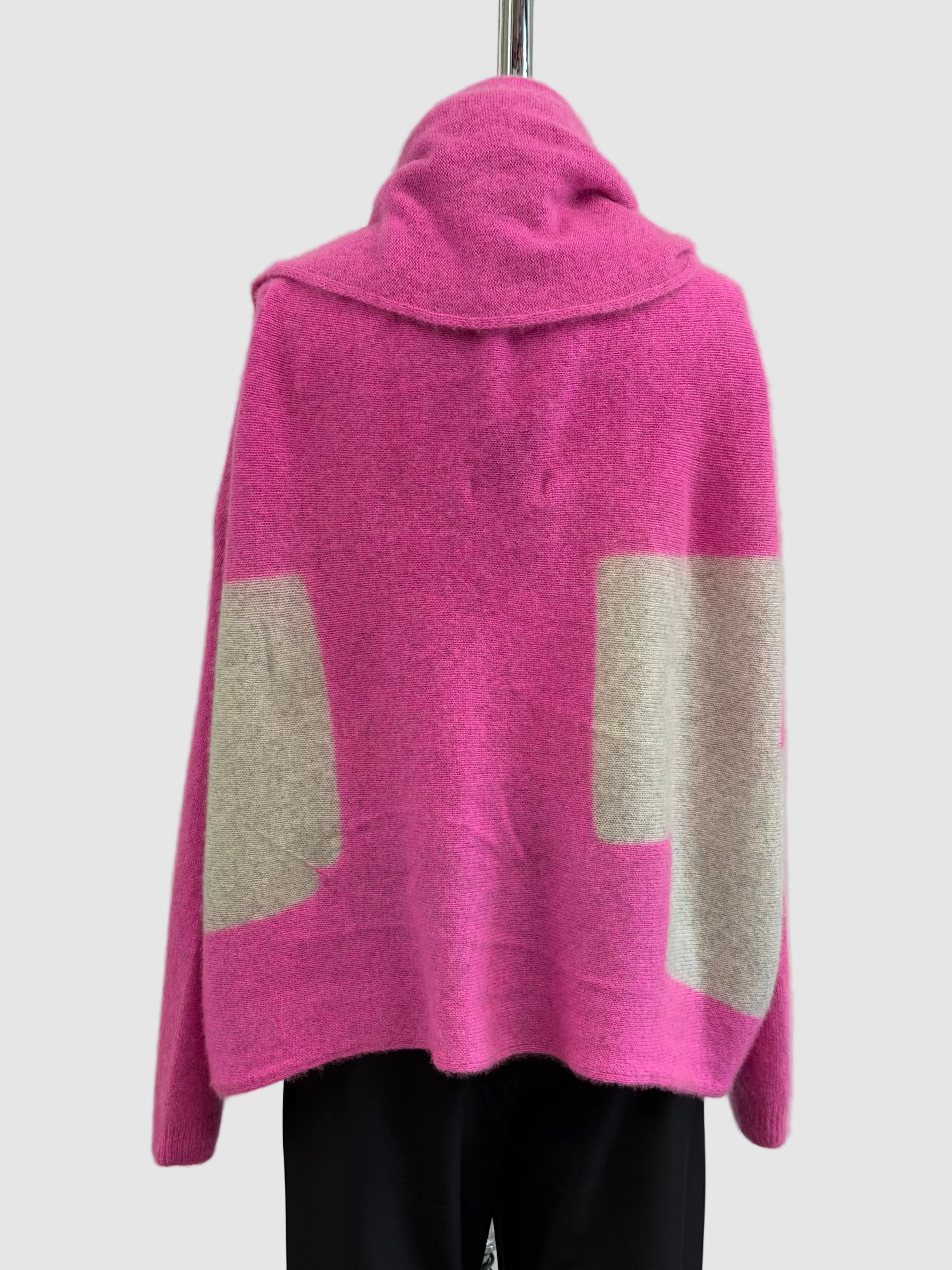 Suzusan Itajime Shibori Blocks Upside Down Cape in Light Pink/Gray