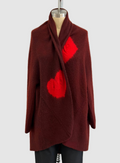 Suzusan Cashmere Seamless Upside-Down Cape in Shibori Card Bordeaux/Red