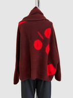 Suzusan Cashmere Seamless Upside-Down Cape in Shibori Card Bordeaux/Red