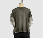 Avant Toi Hand-Painted Pure Silk Round Neck Pullover In Fango