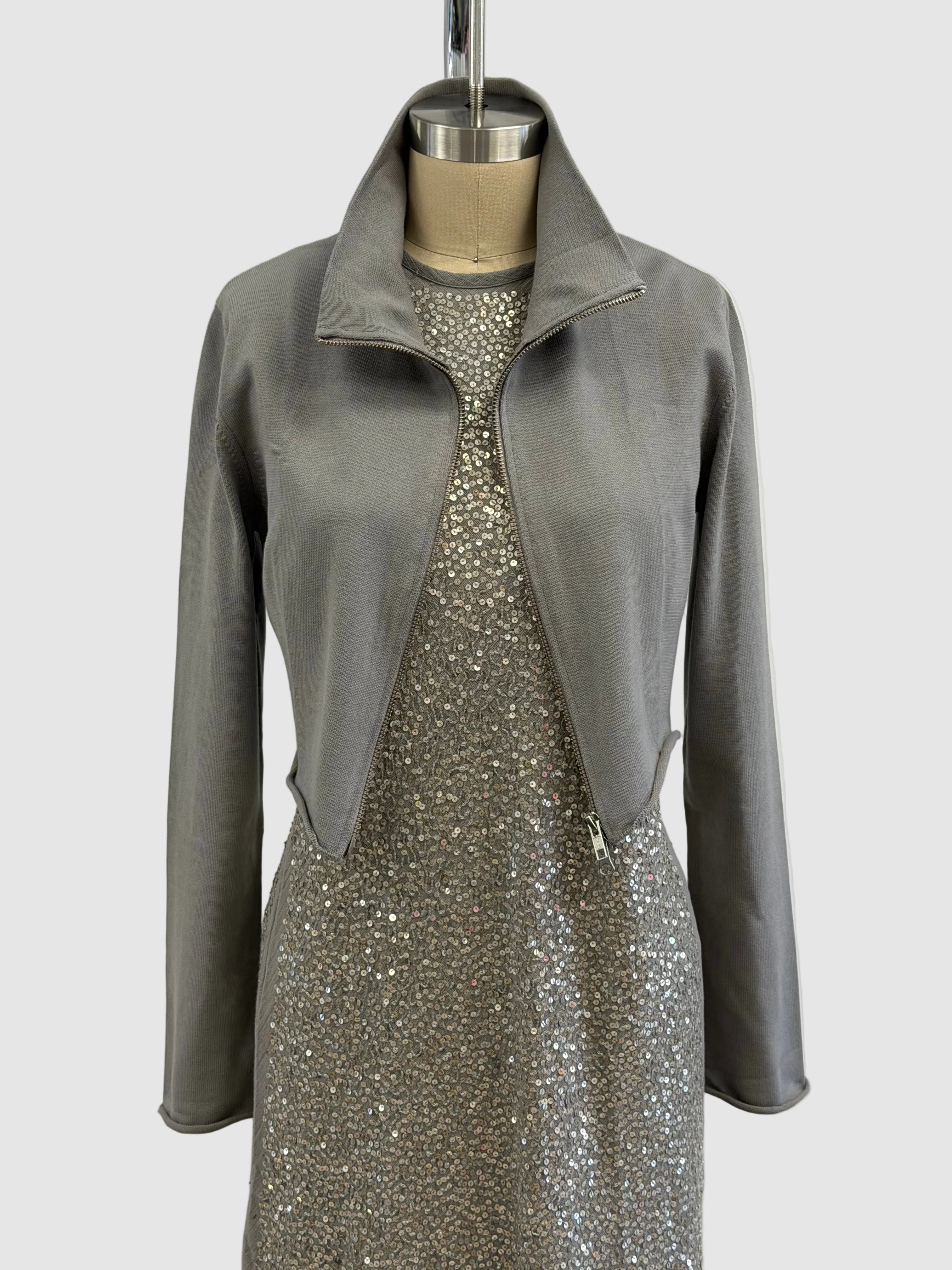 Lars Andersson Organic Cropped Zip Up Jacket In Cement