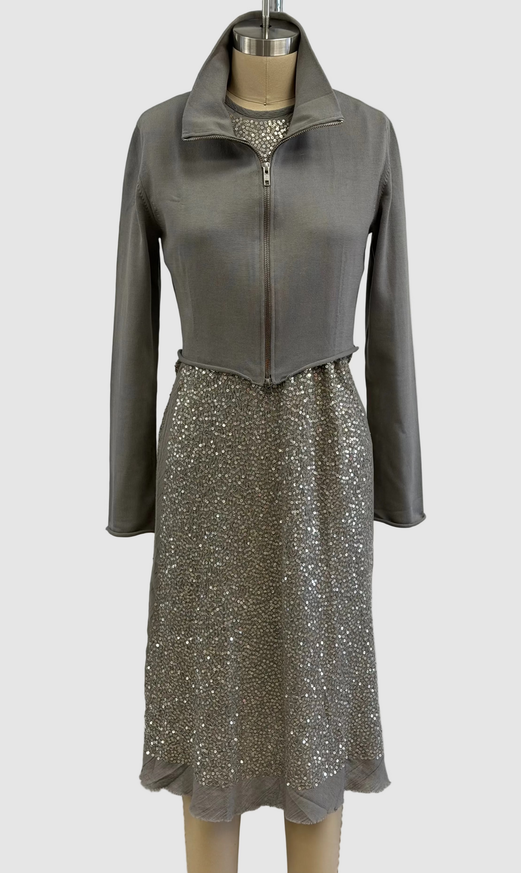 Lars Anderson Crewneck Bias Cut Tank Dress In Cement