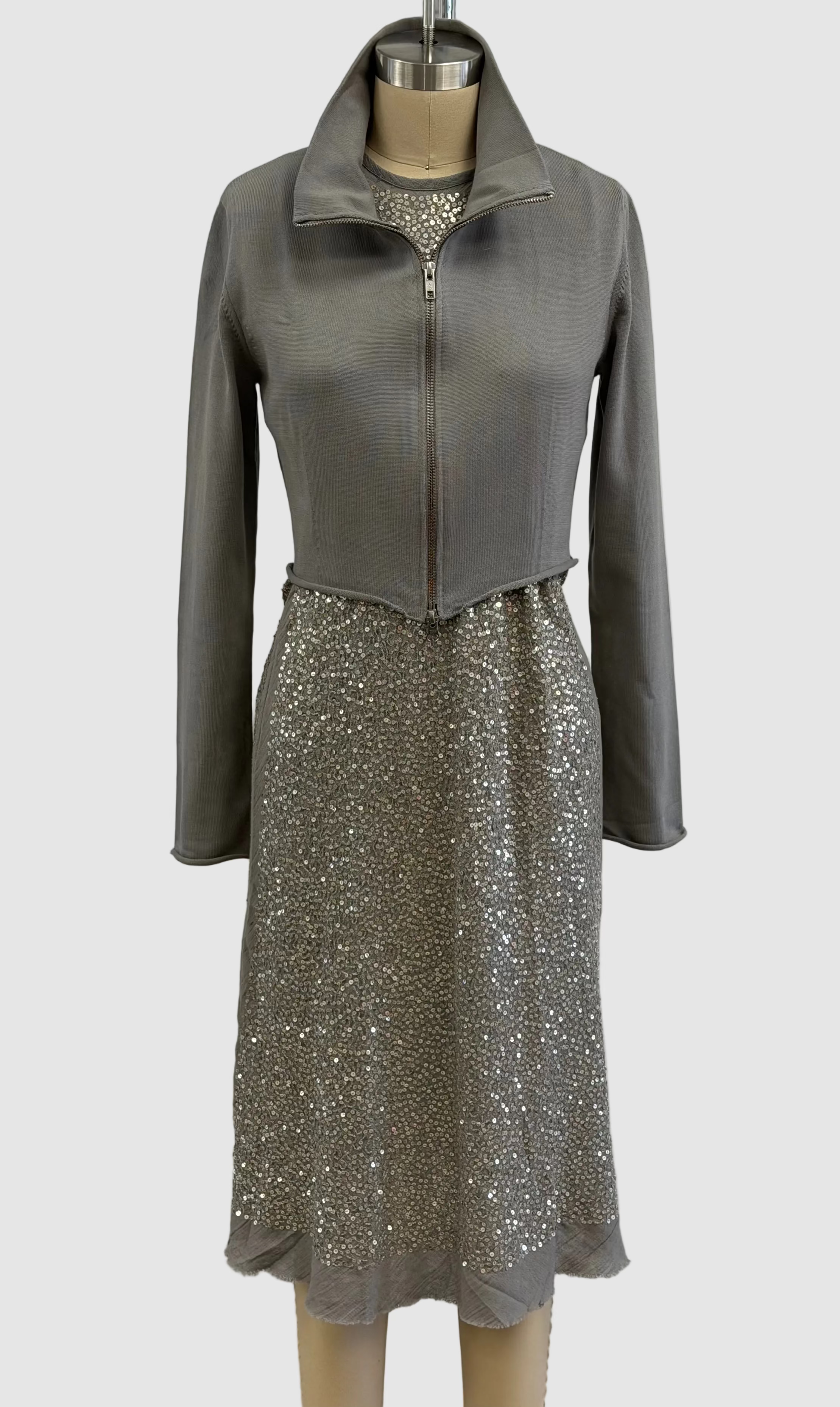 Lars Anderson Crewneck Bias Cut Tank Dress In Cement