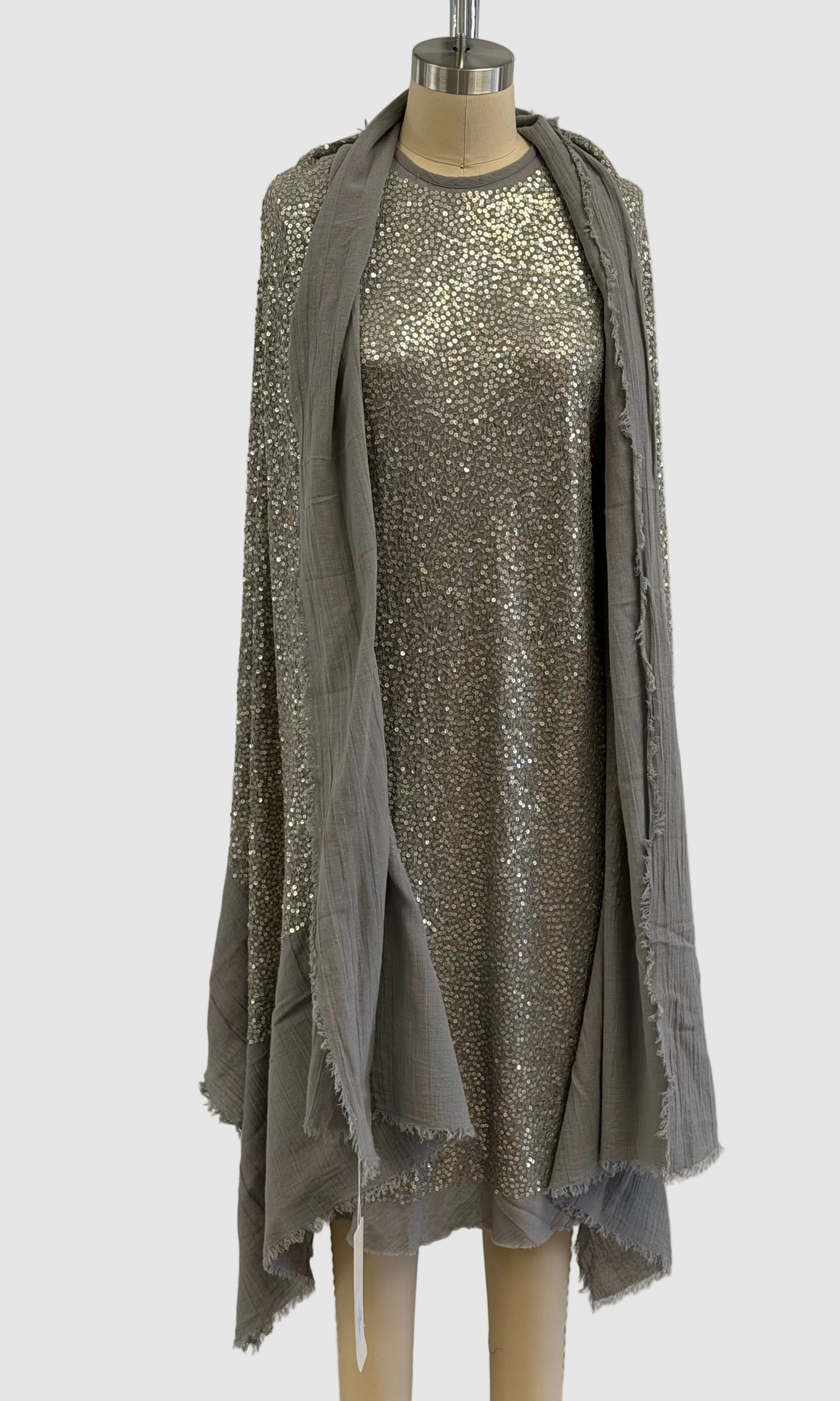 Lars Anderson Crewneck Bias Cut Tank Dress In Cement