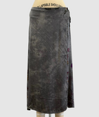 Avant Toi Faded Effect Wrap Patchwork Silk Skirt In Fango