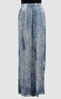 Avant Toi Palazzo Pants in Titanium Blue with Silver Lamination