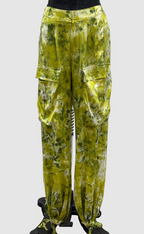 Avant Toi Silk Cargo Pant in Lime Camouflage