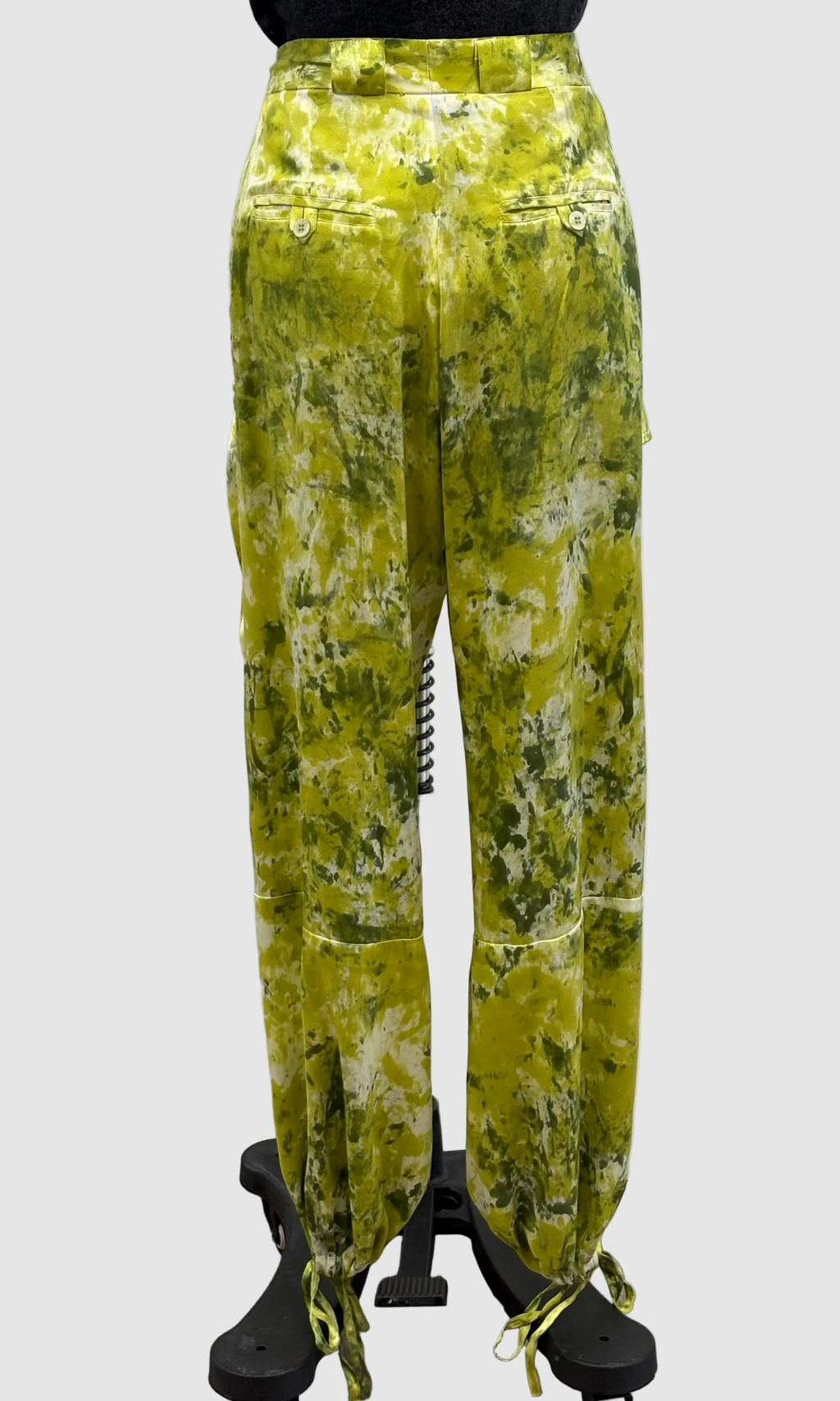 Avant Toi Silk Cargo Pant in Lime Camouflage