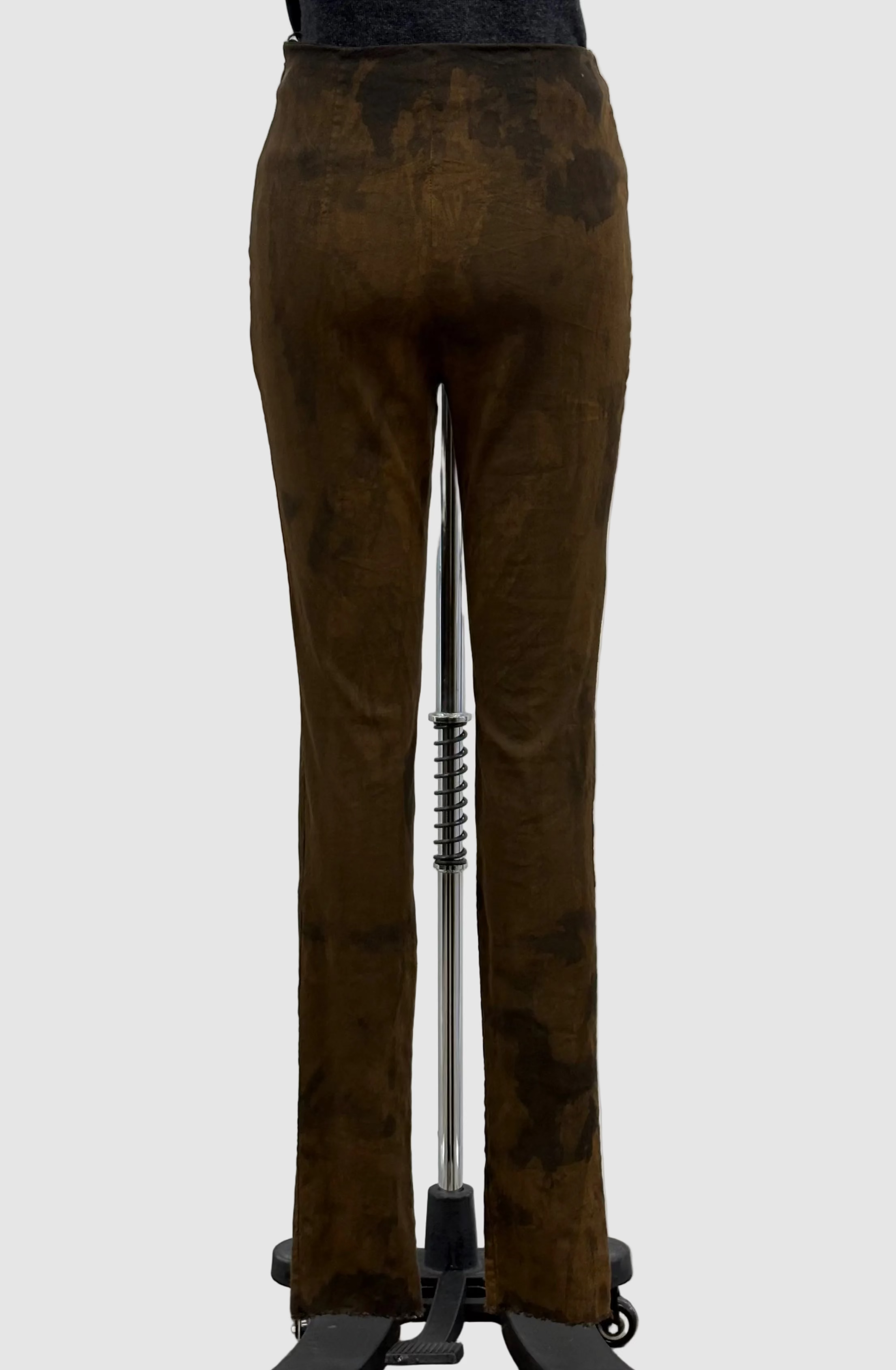 Masnada Skinny Stretch Linen Pant in Brown Camouflage