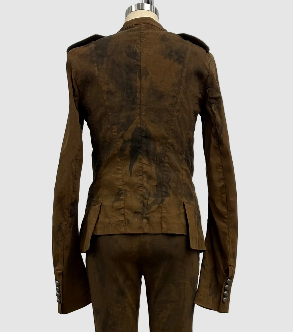 Masnada Stretch Linen Jacket in Brown Camoflauge