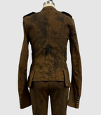 Masnada Stretch Linen Jacket in Brown Camoflauge