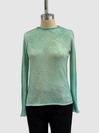 Avant Toi Hand Painted Crewneck Pullover With Openwork Lacy Design In Wave