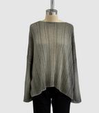 Avant Toi Hand Painted Light Cashmere Oversize Ribbed Boat Neck Pullover In Fango