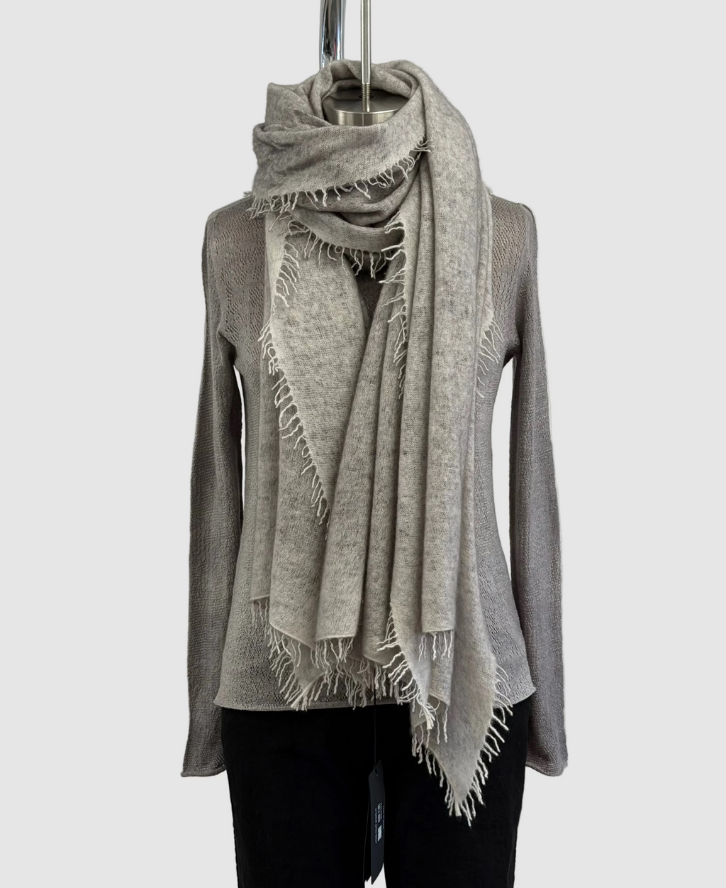 Avant Toi Hand Painted Crewneck Pullover With Openwork Lacy Design In Ash