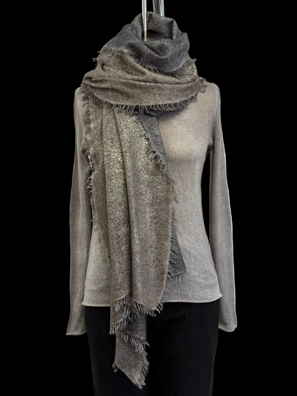 Avant Toi Stola Cashmere Effetto Star Dust In N/Moro