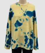 Suzusan Cashmere Long Seamless Pullover Marine Blue & Buttercup Madara Shibori
