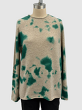 Suzusan Cashmere Long Seamless Pullover Green Sand Madara Shibori