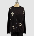 Suzusan Washable Merino Wool Cardigan Kochou Shibori Black & Natural White