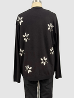 Suzusan Washable Merino Wool Cardigan Kochou Shibori Black & Natural White