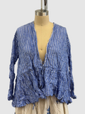 Pas De Calais Blue Shirring Stripe Wrap Blouse In Saxe Blue