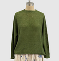 Pas De Calais Normandy Green Linen Crew Neck Pullover