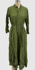 Pas De Calais Washed Cotton Crinkle Dress In Green