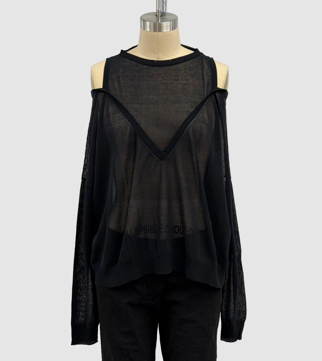 Sarah Pacini Oversized Sweater Trompe-L'oeil In Black