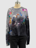 Galadriel Mattei Cashmere Crewneck Blossoms Sweater In Gray Black Multi Colored