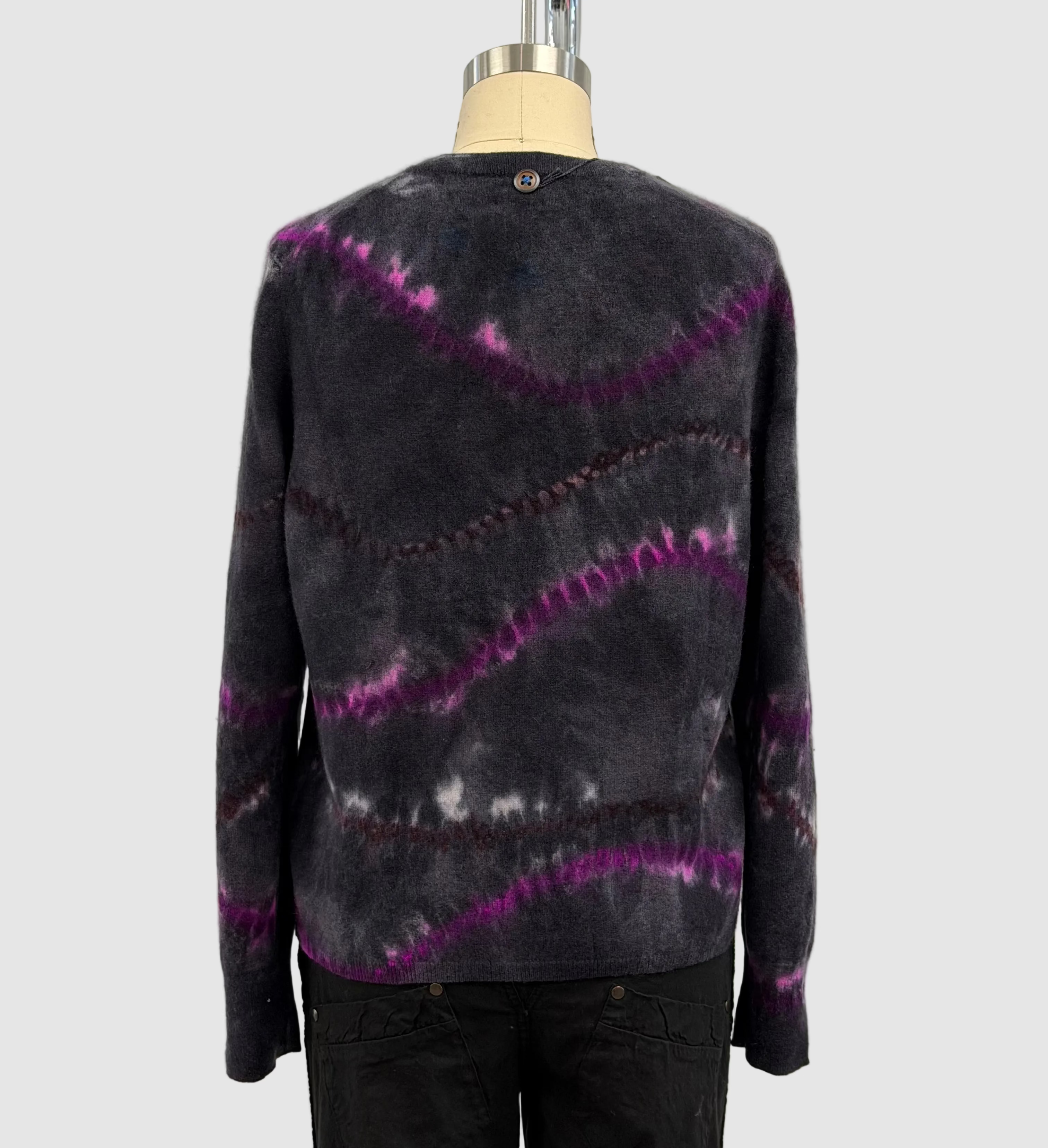 Galadriel Mattei Cashmere Crewneck Drunken Sailor Sweater In Black With Roses