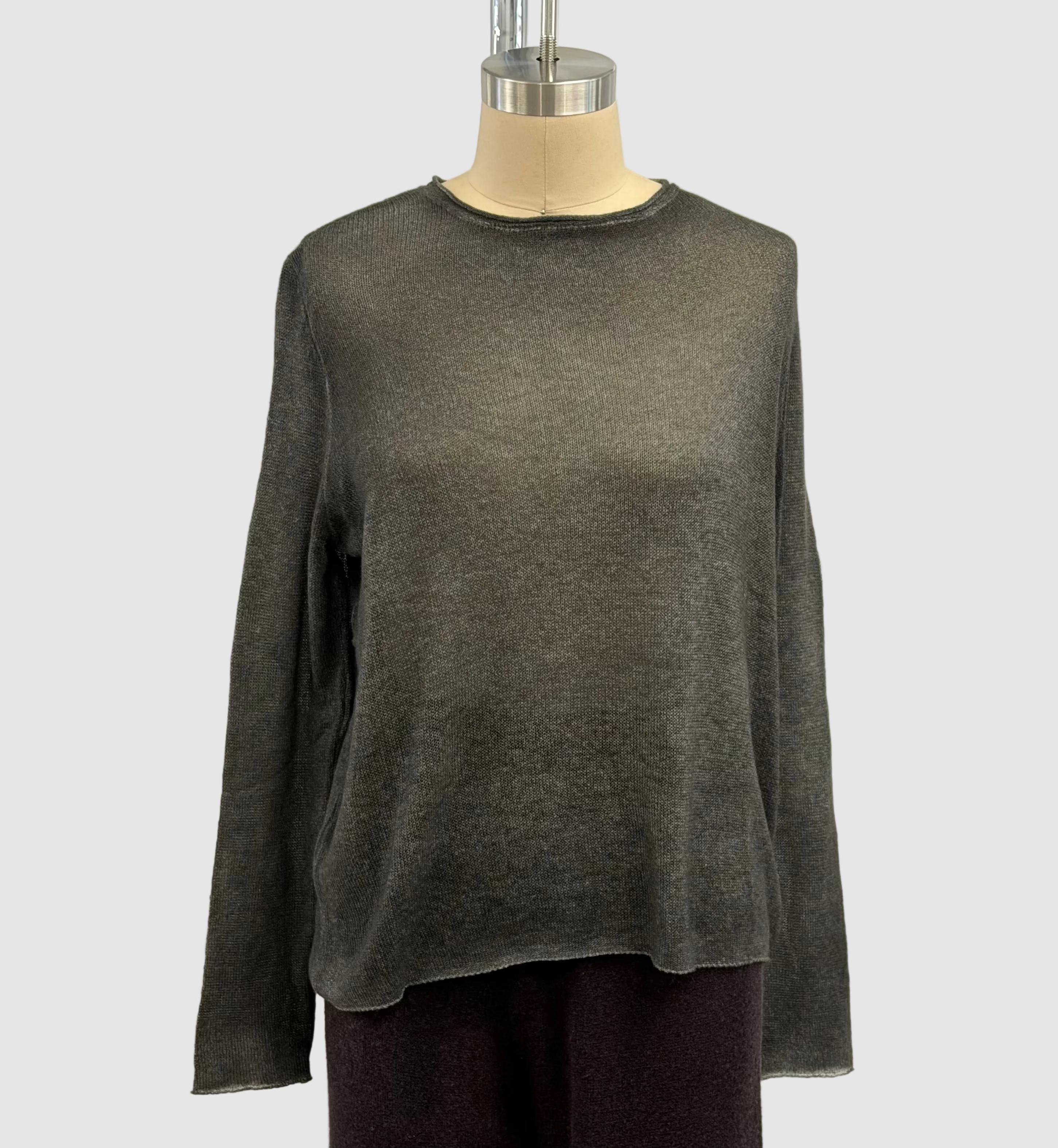 Avant Toi Hand Painted Light Cashmere Off Gauge Crew Neck Pullover In Fango