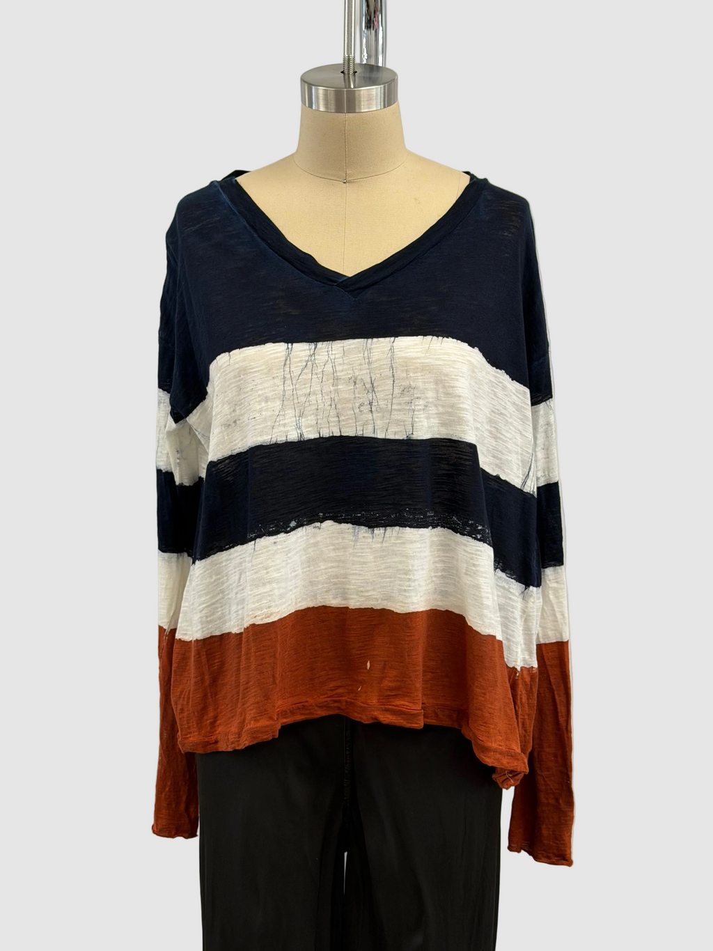 Gilda Midani Striped V-Neck in Gold Flame+Las
