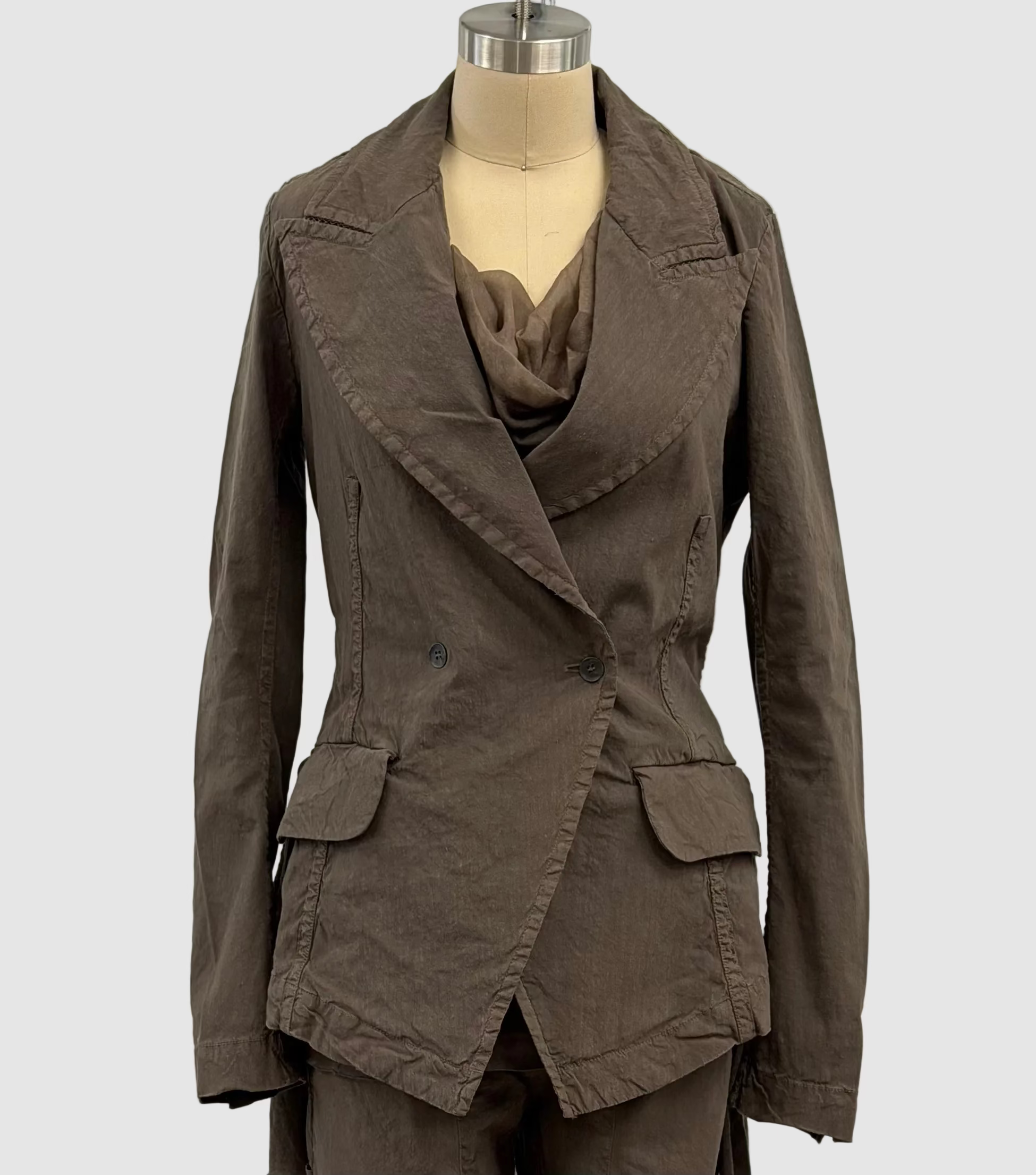 Masnada Ladies Stretch Linen Jacket In Dust