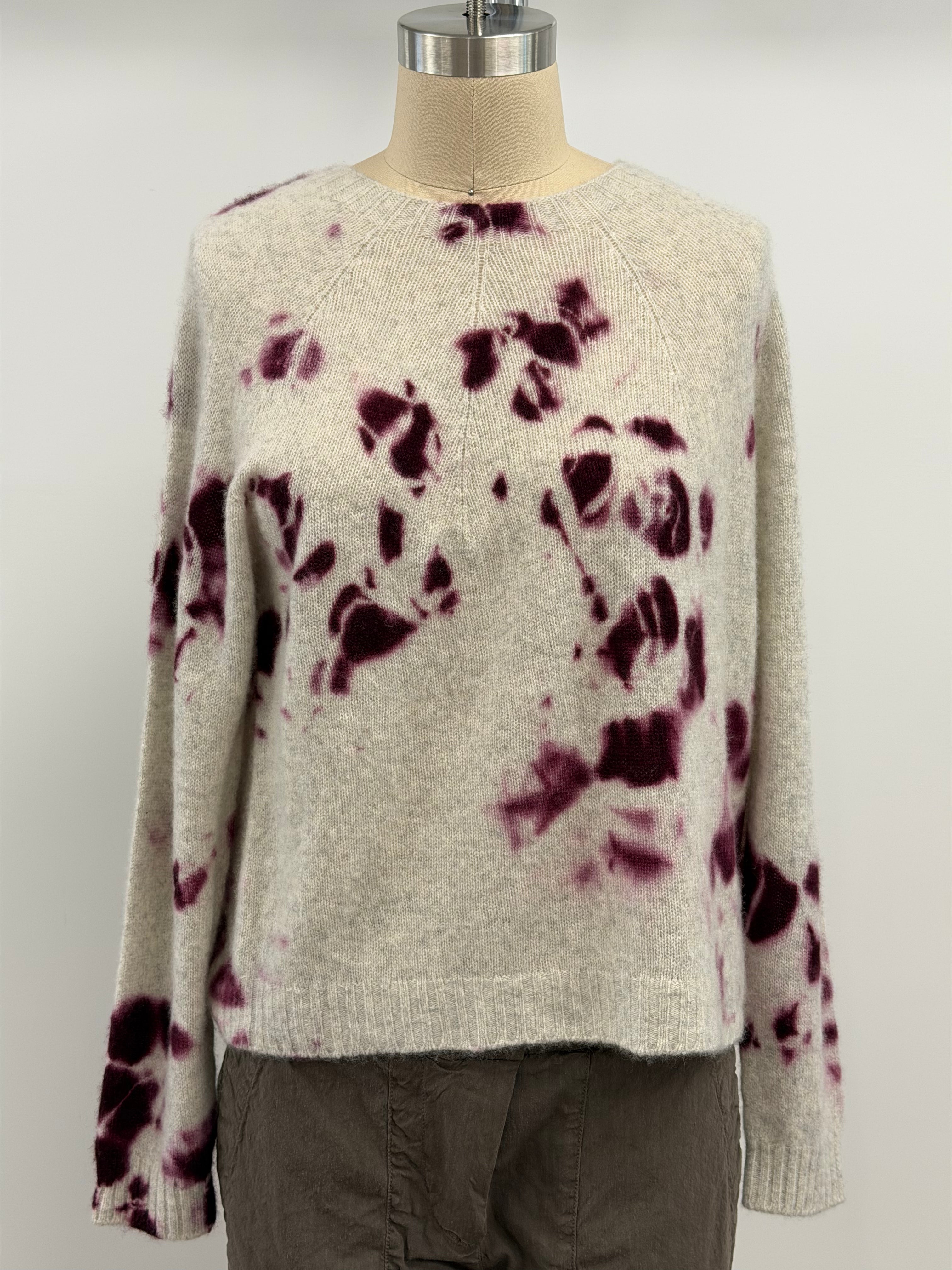 Suzusan Cashmere Seamless Pullover Short In Madara Shibori Dark Purple/Light Grey