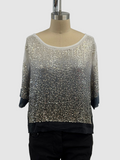 Lars Andersson Cropped Boatneck Sequin Tee Shirt In Black Ombré