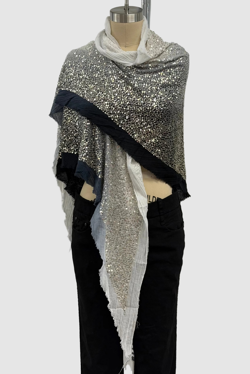 Lars Andersson Sequin Triangle Shawl In Black Ombre