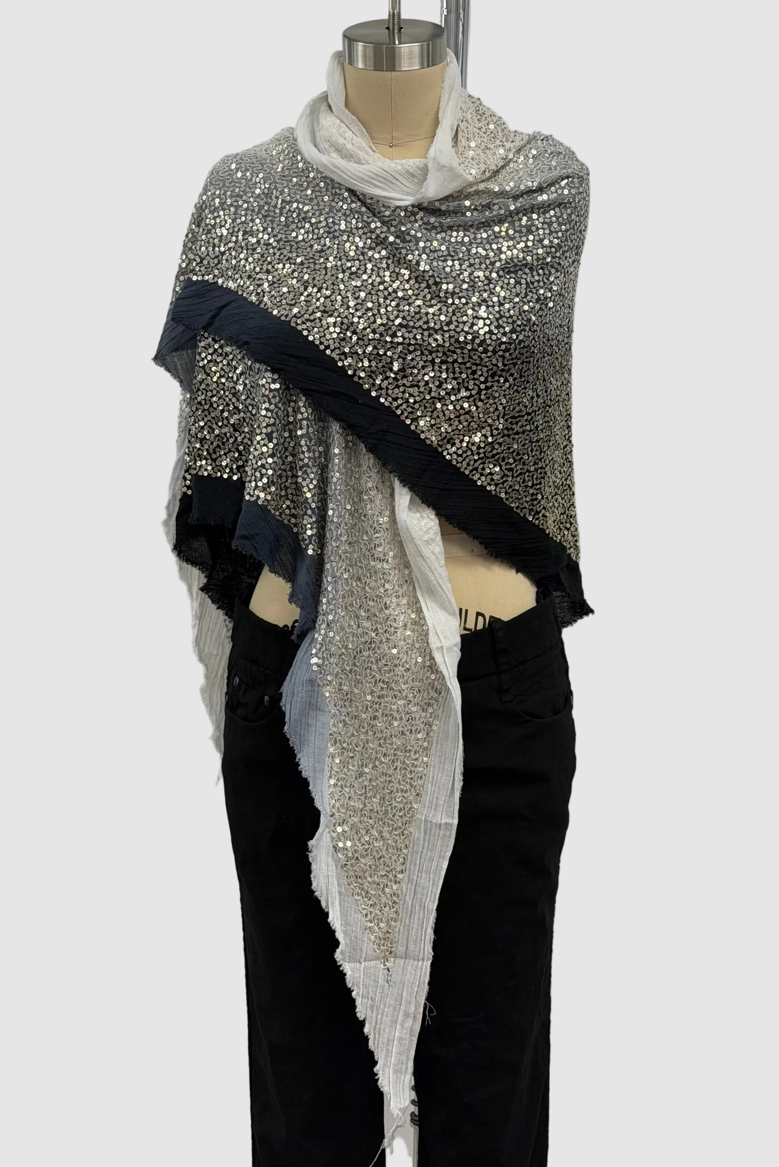 Lars Andersson Sequin Triangle Shawl In Black Ombre