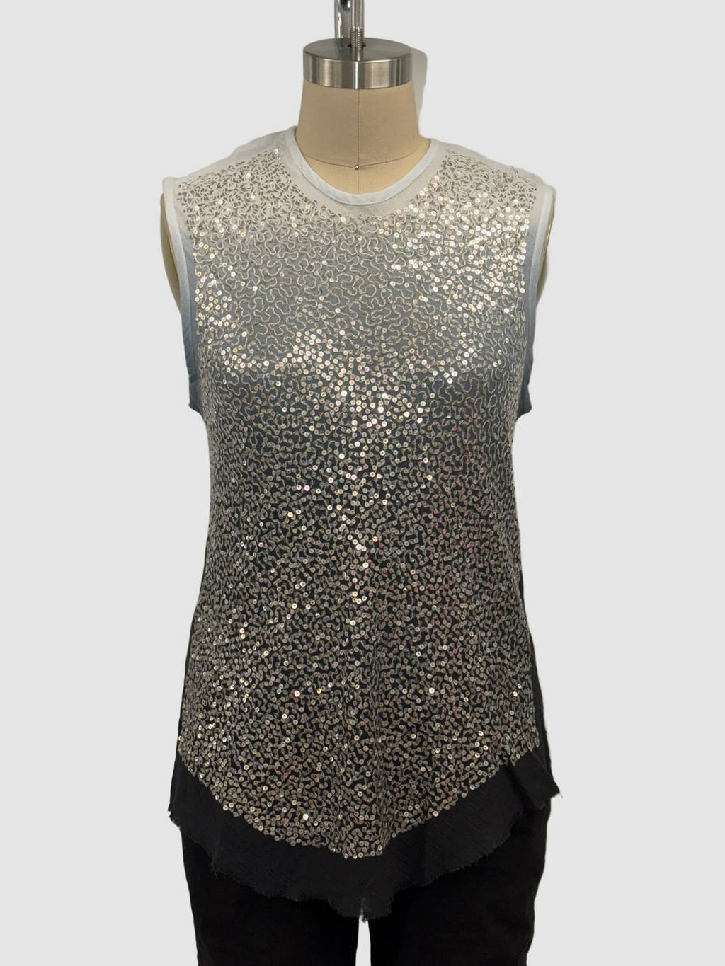Lars Andersson Sleeveless Bias Cut Sequin Tank Top In Black Ombre