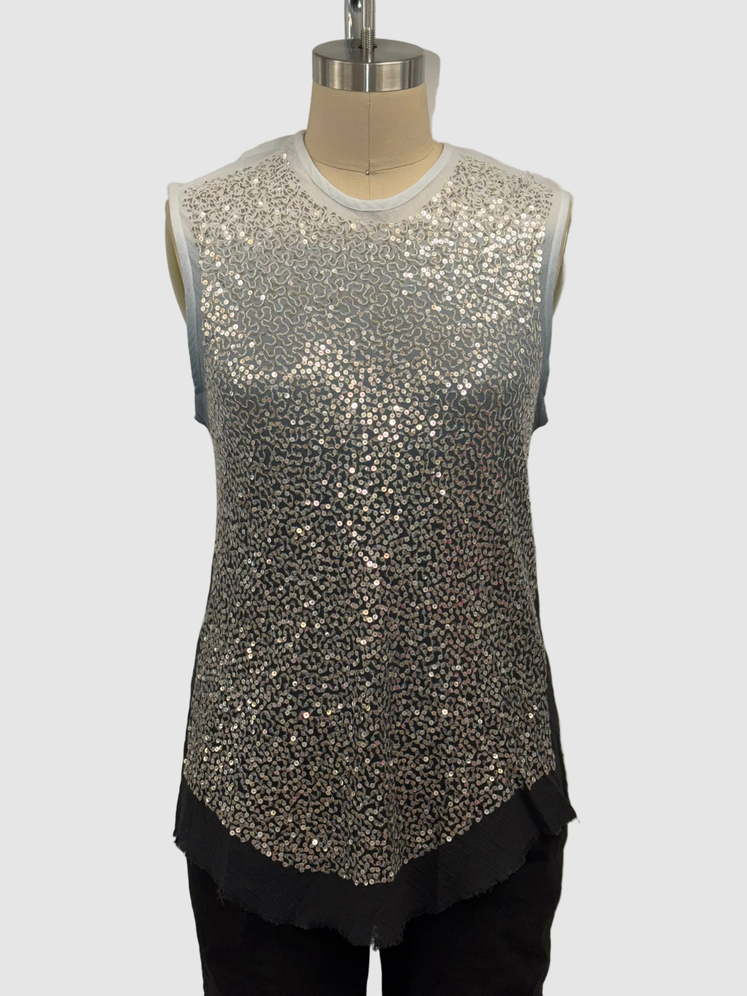 Lars Andersson Sleeveless Bias Cut Sequin Tank Top In Black Ombre