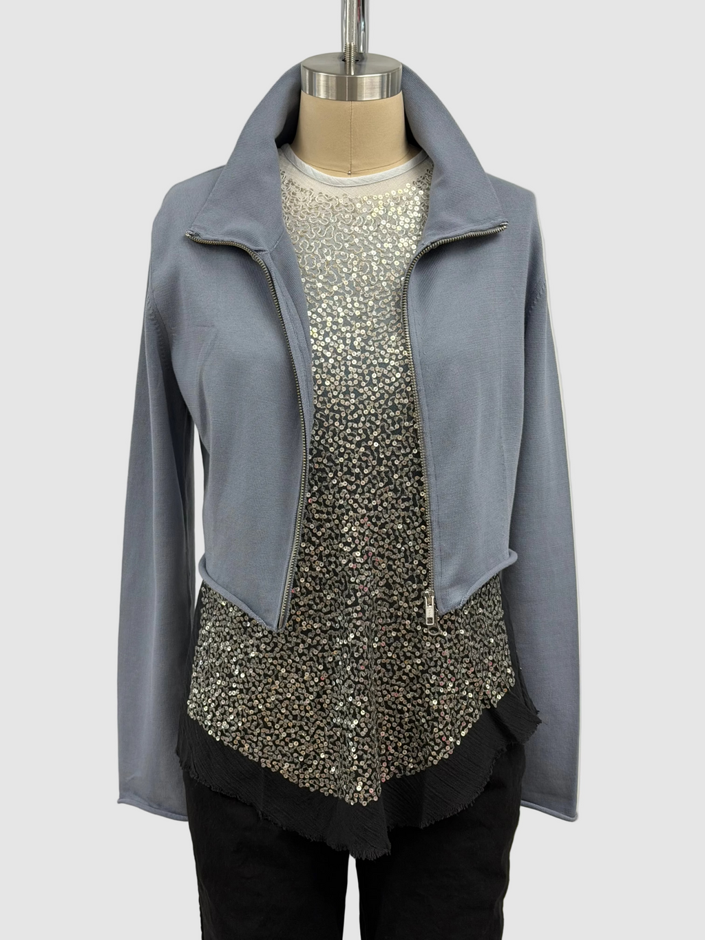 Lars Andersson Cropped Zip Jacket In Blue Storm