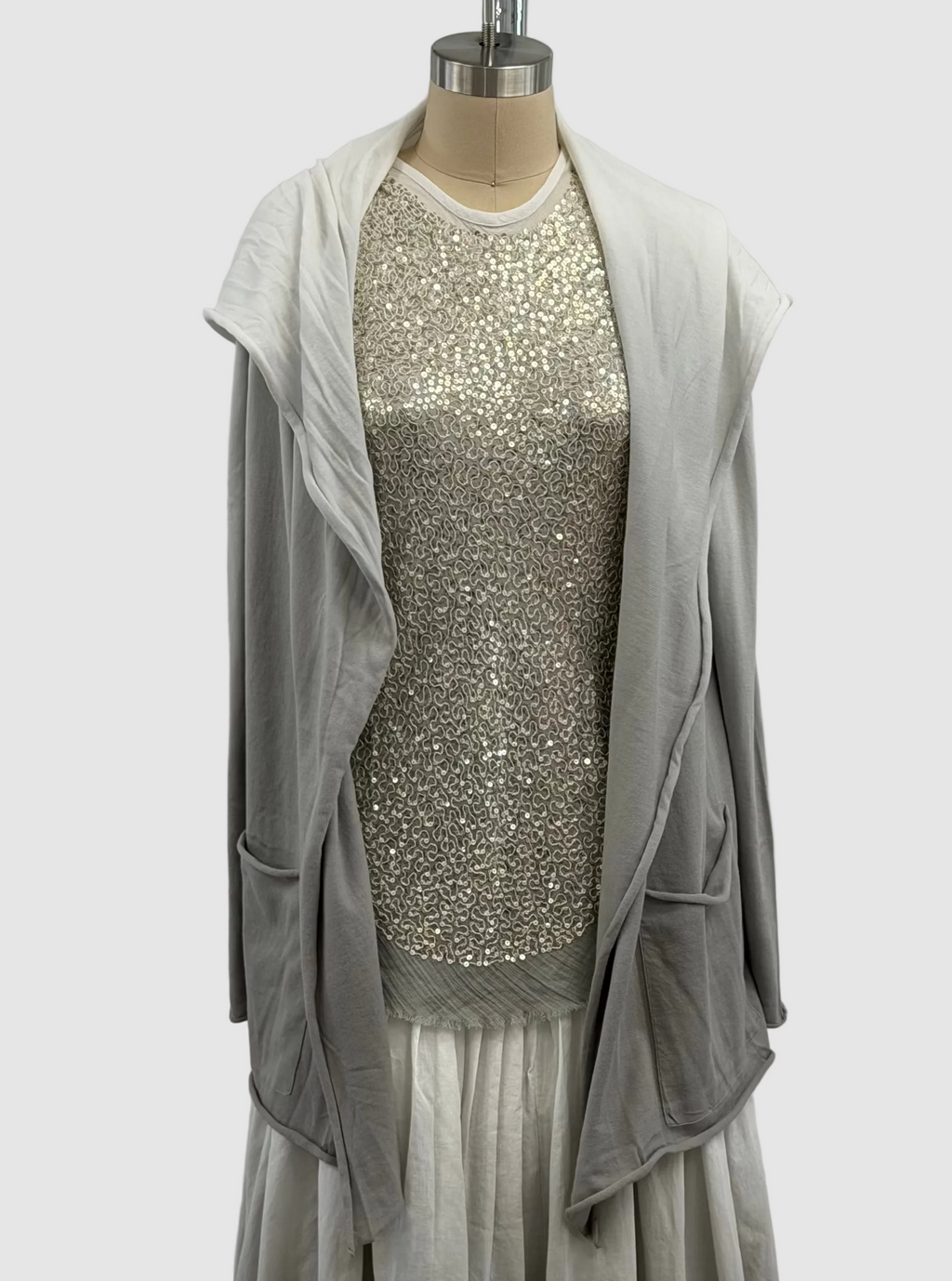 Lars Andersson Classic Hooded Wrap Jacket In Cement Ombre