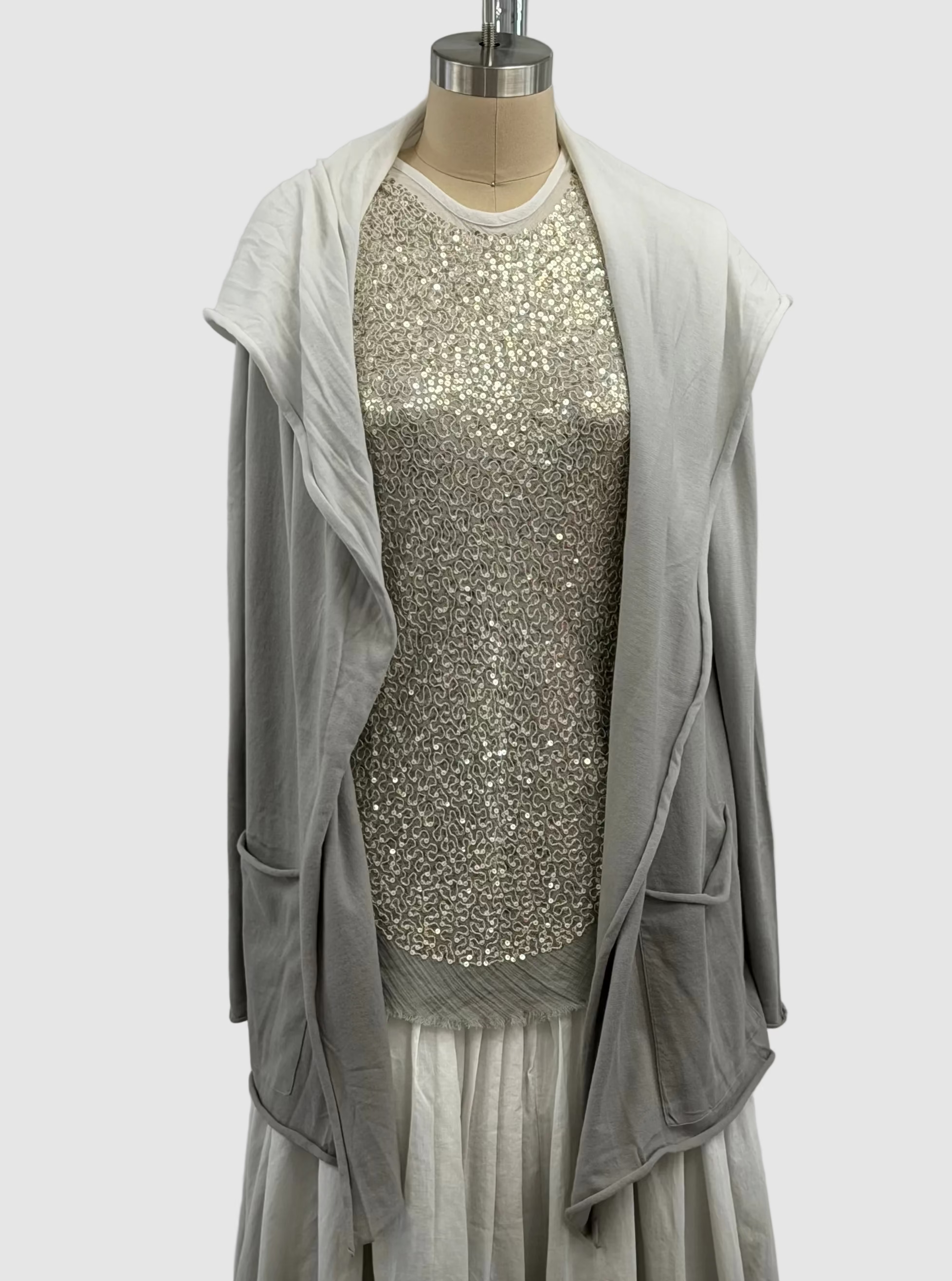 Lars Andersson Classic Hooded Wrap Jacket In Cement Ombre