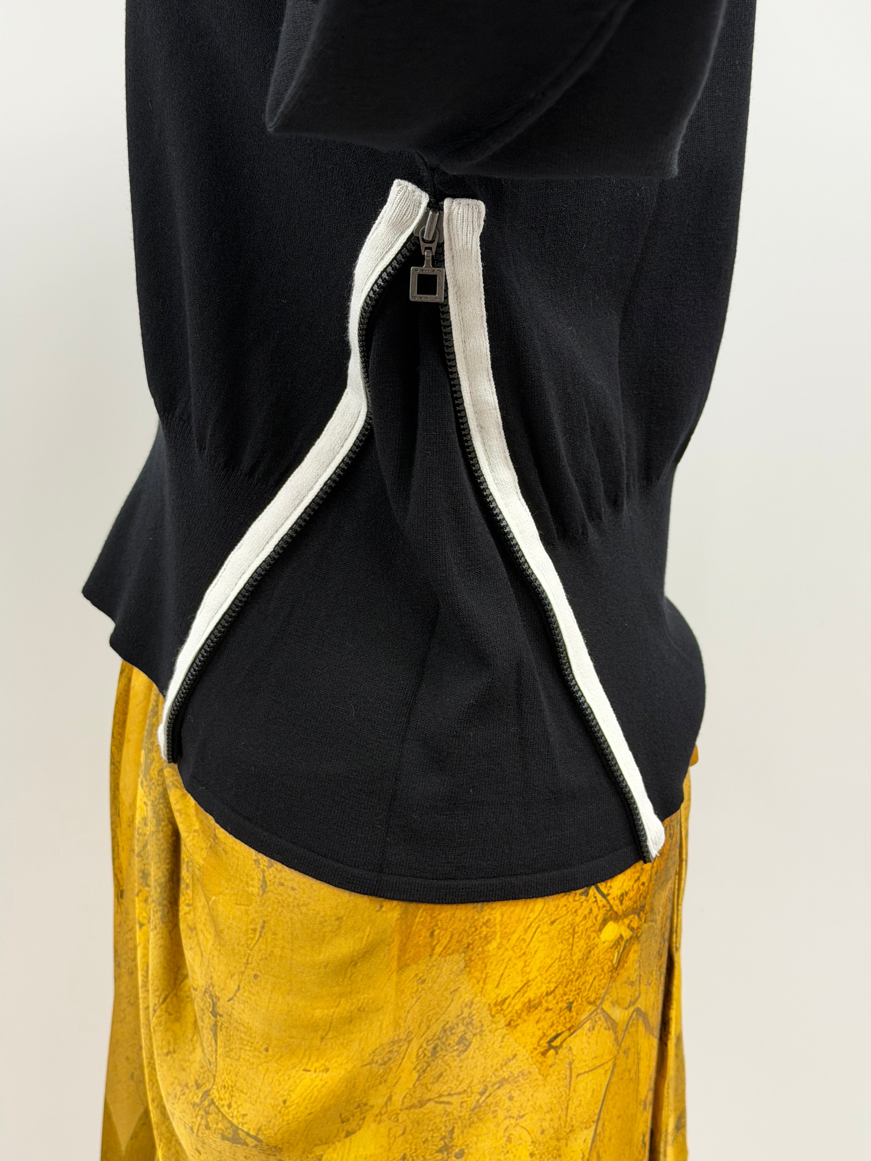 Sarah Pacini Sweater with Side Zipper in Black