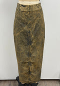 Masnada Laminated Stretch Linen Skirt in Olive