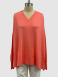 Michael Gabriel Oversized V Neck Cotton Sweater In Coral