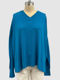 Michael Gabriel Oversized V Neck Cotton Sweater In Topaz